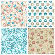 Set of seamless flower patterns