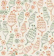 Decorative seamless pattern with flowers and hearts