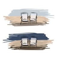Two deck chairs on the beach sketch for your design N2