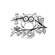 Cute doodle owl in outlines