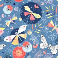 Abstract background doodle pattern with butterflies N4