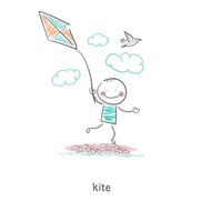 man with a kite Illustration N2