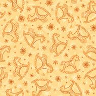 Vintage colors children horse toy seamless pattern