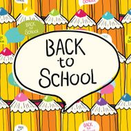 Seamless school pattern with speech bubbles and pencils N4