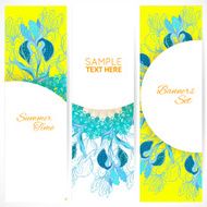 Blue floral ornament banners set N2