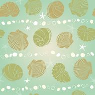 Seamless pattern with seashells and stones