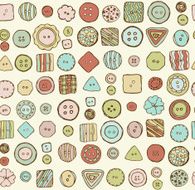 Seamless hand drawn doodle pattern with buttons N3