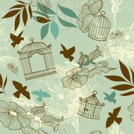 Retro Bird and Birdcage Design N6