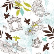 Retro Bird and Birdcage Design N7