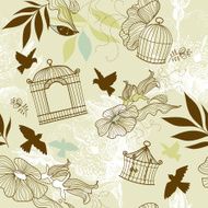 Retro Bird and Birdcage Design N8