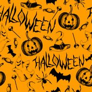 Seamless pattern with halloween decoration elements