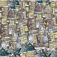 Cartoon winter houses seamless pattern N4
