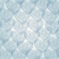Neutral seamless texture with blue linear decorative hearts