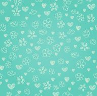Seamless blue hand drawn doodle floral pattern