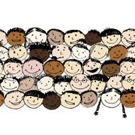 Crowd of funny peoples seamless background for your design N4