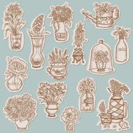 Doodled Flower Pot Elements