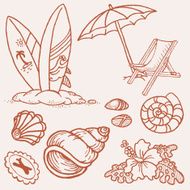 Doodle Summer Beach Elements