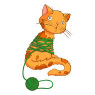 Cute Doodle Cat With Yarn