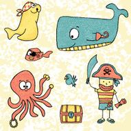 Happy pirate creature sketches