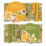 Autumn banners set Doodle style N4