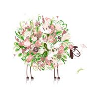 Cute sheep floral style for your design