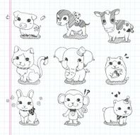 set of doodle animal icons N2