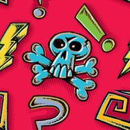 Hand Drawn Retro Styled Cartoon Doodle Seamless Tile