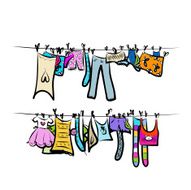 Clothes on the clothesline Sketch for your design