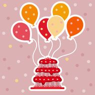 Holidays background with cake and balloons N2