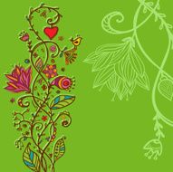 Hand drawing green floral background