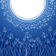 Bright blue floral pattern with doodle flowers