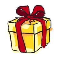 Art present box with red bow tie
