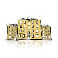 Sketch of street with old buildings for your design