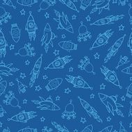 Outer Space Doodle Seamless Pattern N3