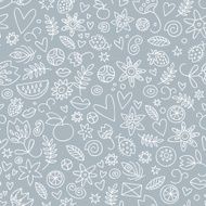 Seamless doodle love in gray