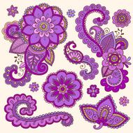 Henna Mehndi Tattoo Paisley Doodle Vector Elements