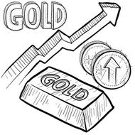 Gold prices increasing sketch