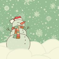 christmas card with cute snowman