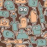 seamless pattern with cute cartoon berds N2