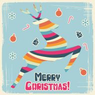 Vector Christmas background with jumping stylized deer N3