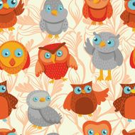 Vector seamless pattern with cute bright owls
