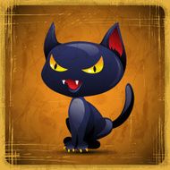 EPS10 vintage grunge old card Halloween cat