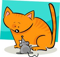 cartoon doodle of cat and mouse