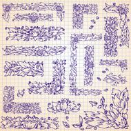 set frame foliage doodle