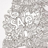 Sale cartoon hand lettering and doodles elements background N3