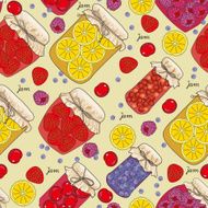Seamless pattern jam with fruit berries
