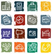 Travel and location block icon doodles