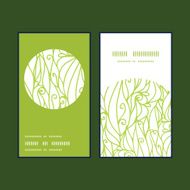 Vector abstract swirls texture vertical round frame pattern business cards N2