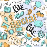 Seamless doodle social media pattern background N2