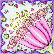 Original Art Square Flower Doodle